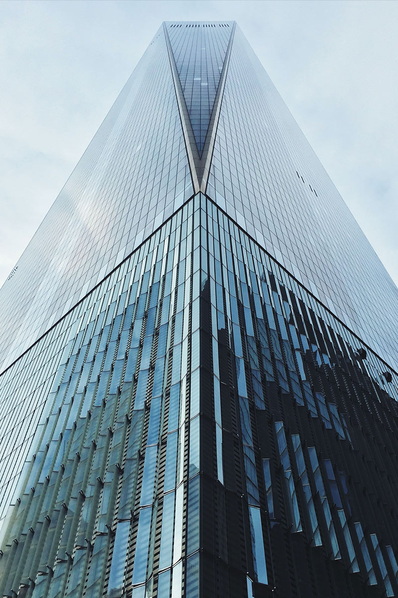 looking up at a tall building